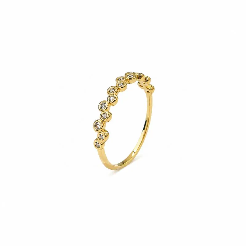 Anel Mini Círculos com Pedras Banhado a Ouro 18k com Zircônias