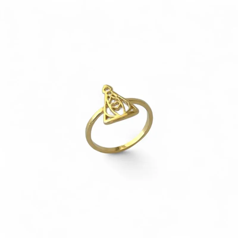 Anel Nossa Senhora Banhado a Ouro 18k Liso Vazado Tam 18