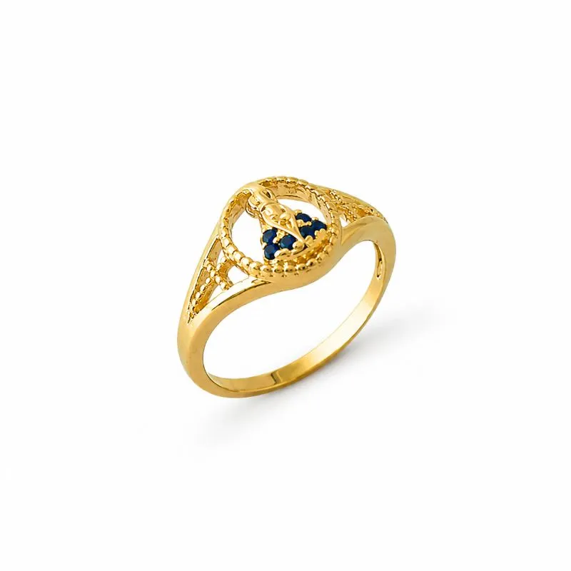 Anel Nossa Senhora com Zircônias Azul
