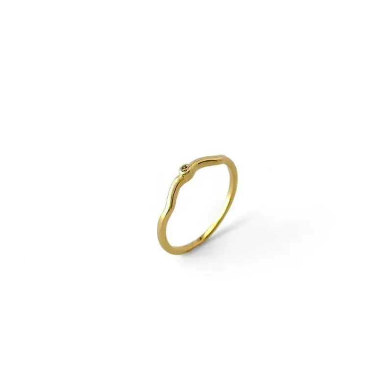 Anel Ondulado Banhado a Ouro 18k com Mini Zircônia