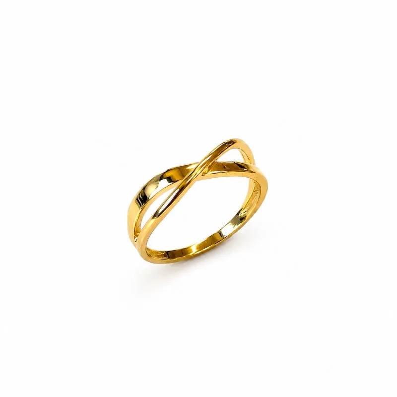 Anel X Liso Banhado a Ouro 18k Tam23