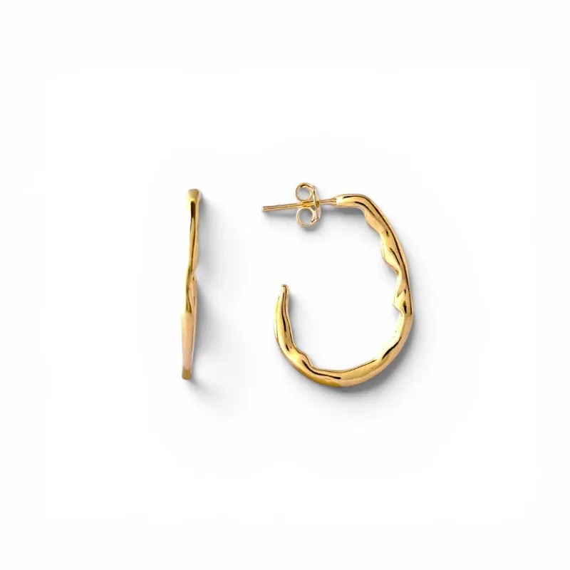 Brinco Argola Aberta Design Orgânico e Torcido Banhado a Ouro 18k - 2,6cm