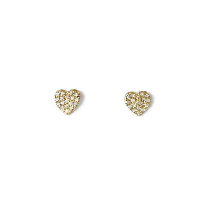 Brinco Coração Banhado a Ouro 18k com Zircônias - 0,8cm