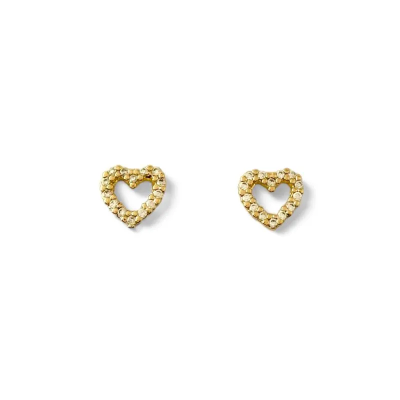 Brinco Coração Banhado a Ouro 18k Vazado com Zircônias - 8mm