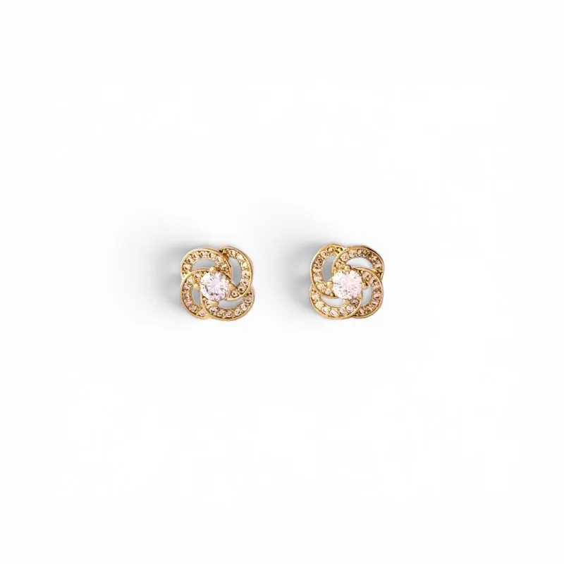 Brinco Flor Luxo Banhado a Ouro 18k com Zircônias - 1cm