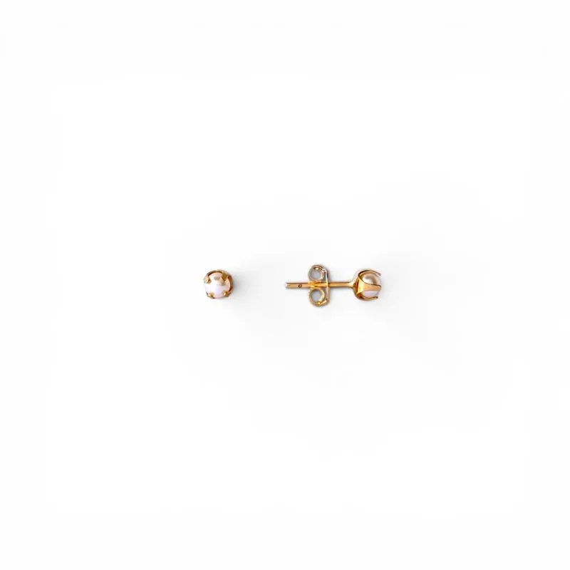 Brinco Pérola Infantil e Adulto Banhado a Ouro 18k com Detalhe - 4mm