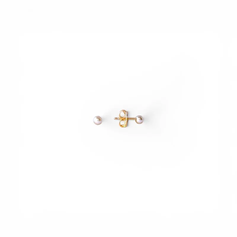 Brinco Infantil Pérola Banhado a Ouro 18k - 2mm