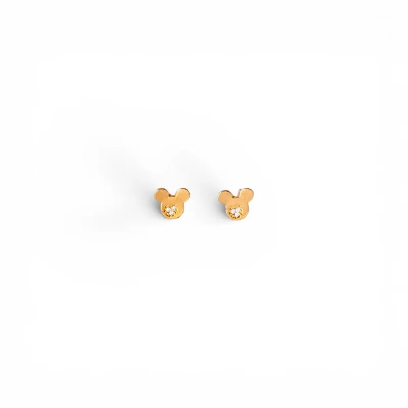 Brinco Mickey Banhado em Ouro 18k com Zircônias - 7mm