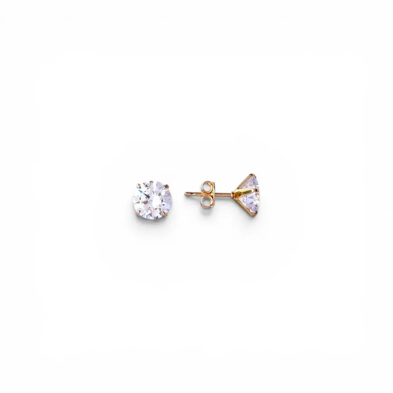 Brinco Ponto de Luz Banhado a Ouro 18k com Zircônia - 8mm