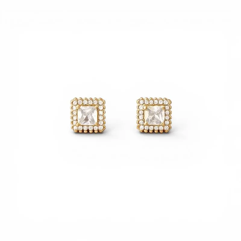 Brinco Quadrado Banhado a Ouro 18K com Zircônias