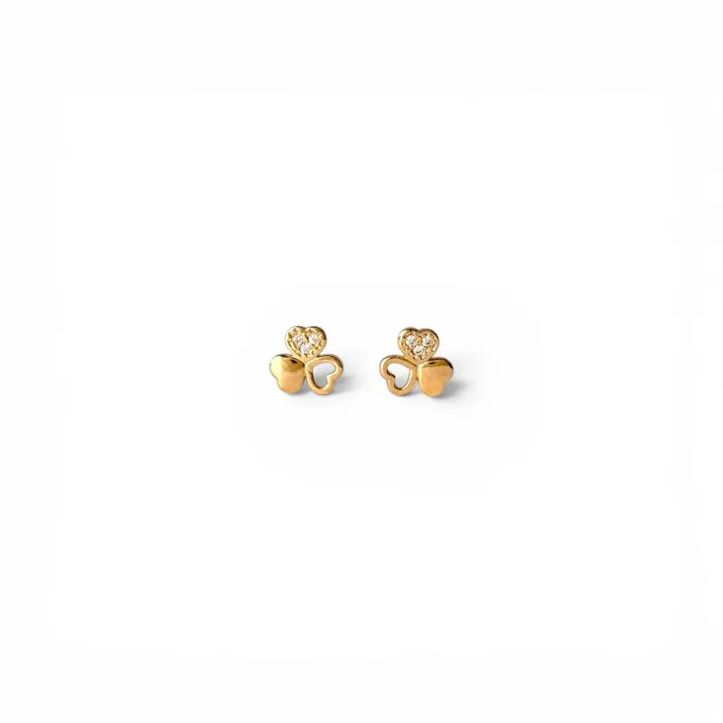 Brinco Trevo Flor Banhado a Ouro 18k com Zircônias - 8mm