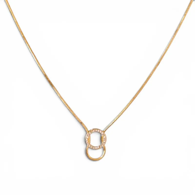 Colar Círculo Laminado Banhado a Ouro 18k com Zircônias - 45cm + 5cm (alongador)