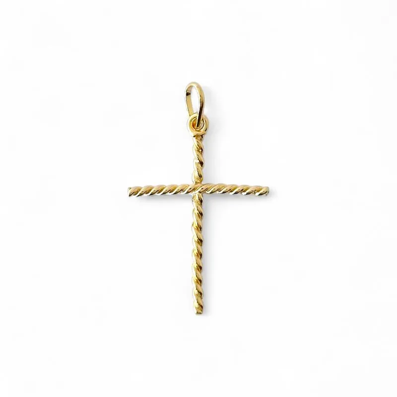 Pingente Cruz Banhado a Ouro 18K Crucifixo Torcido