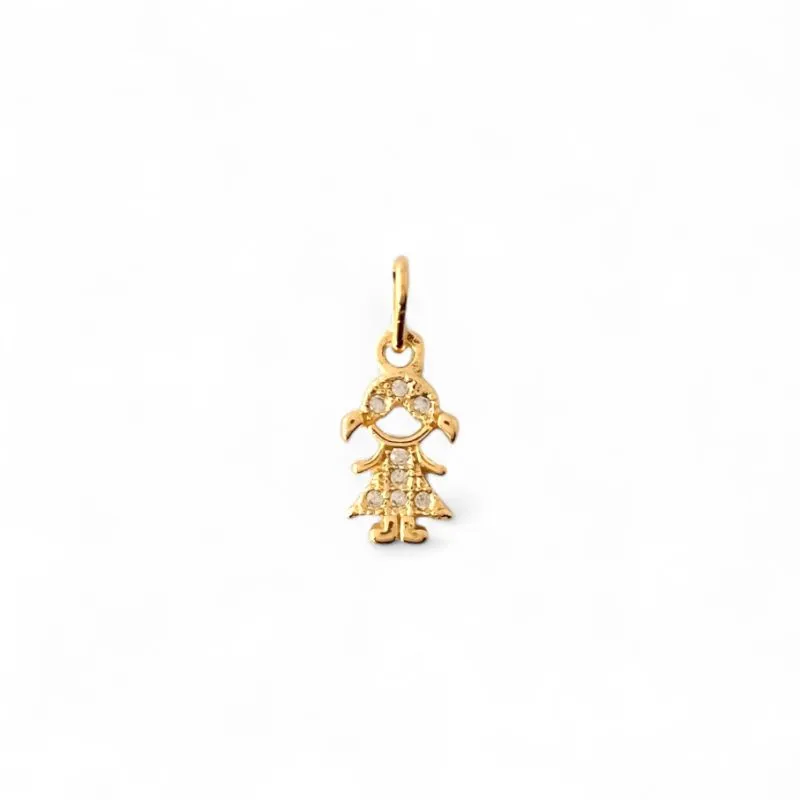 Pingente Menina Banhado a Ouro 18k com Zircônias