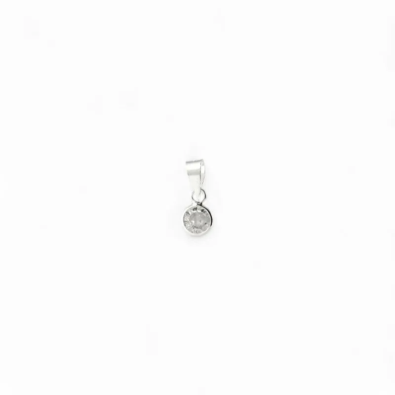 Pingente Ponto de Luz Prata 925 com Zircônia Cristal - 5mm