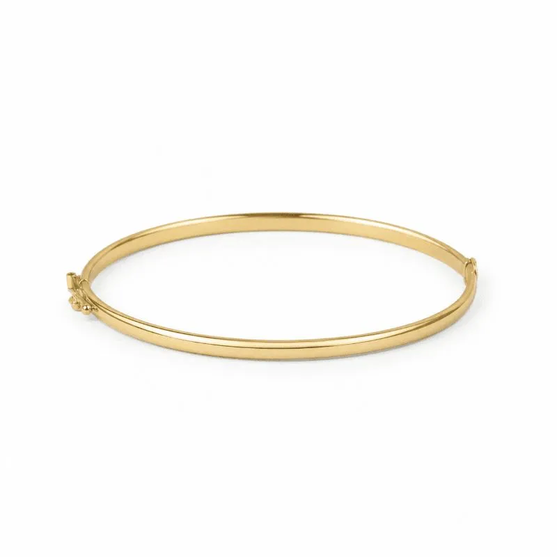 Pulseira Bracelete Liso Banhado a Ouro 18k com Fecho