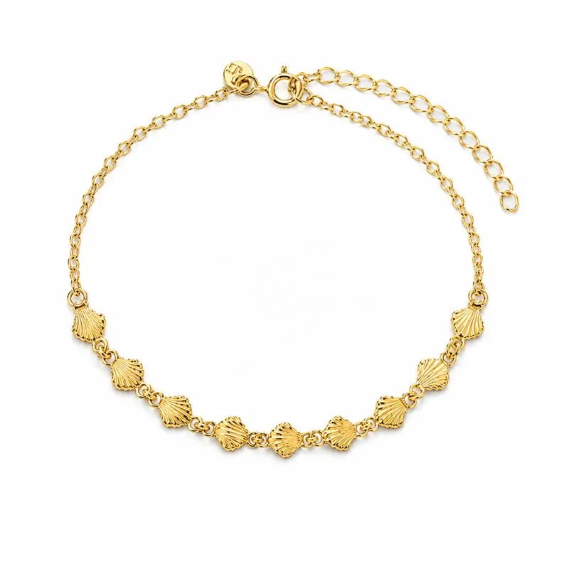 Pulseira Conchinhas Banhada a Ouro 18k - 17cm + 5cm (alongador)