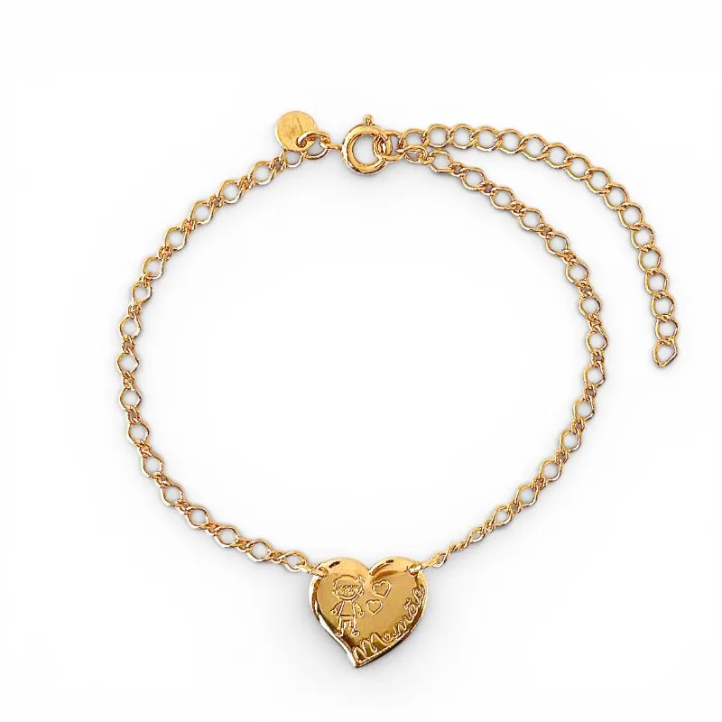 Pulseira Menino Coração Banhada a Ouro 18k