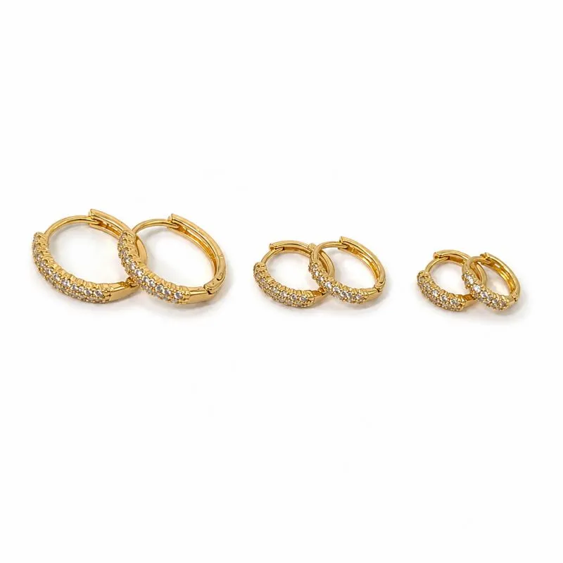 Trio de Brincos Argola Banhado a Ouro 18k com 1 Linha de Zircônias