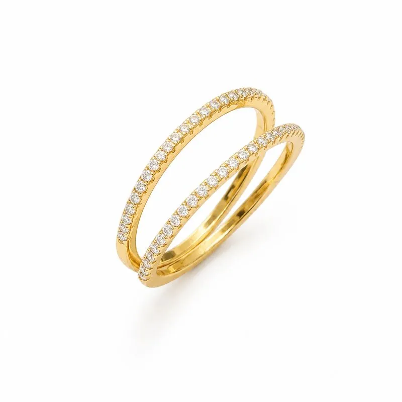 Anel Aparador Cravejado Banhado a Ouro 18k com Zircônias Tam.20