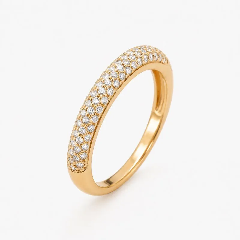Anel Estilo Aparador Cravejado Banhado a Ouro 18k com  Zircônias Tam.19