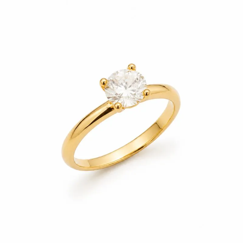 Anel Solitário 2 mm Banhado a Ouro 18k com Zircônia 6 mm Tam.17