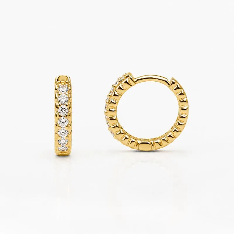 Brinco Argola 1,2cm 1 Linha de Zircônia Banhado a Ouro 18k com Zircônia