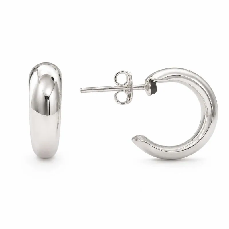 Brinco Argola Larga Aberta Lisa Folheado a Prata - 1,5cm