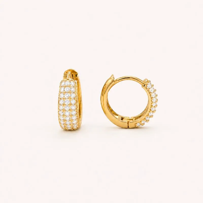Brinco Argola Larga Cravejada Banhado a Ouro 18k com Zircônias - 1 cm