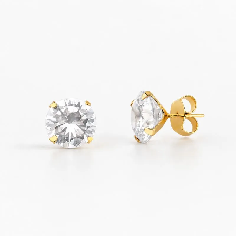Brinco Banhado a Ouro 18k com Zircônia - 1,2 cm