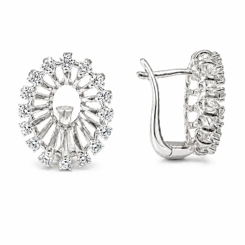 Brinco Estilo Argola Radiante Oval Folheado a Prata - 1,6 cm