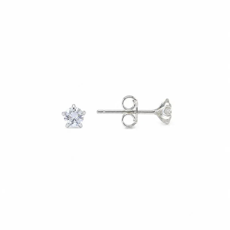 Brinco Ponto de Luz Estrela Prata 925 com Zircônia -5mm