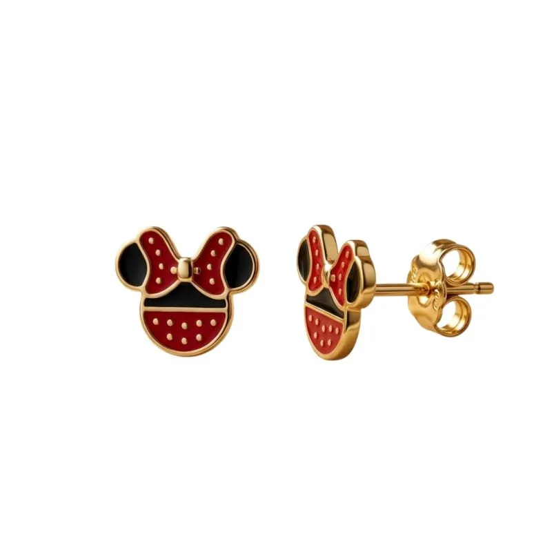 Brinco Infantil Minnie Banhado a Ouro 18k - 8mm