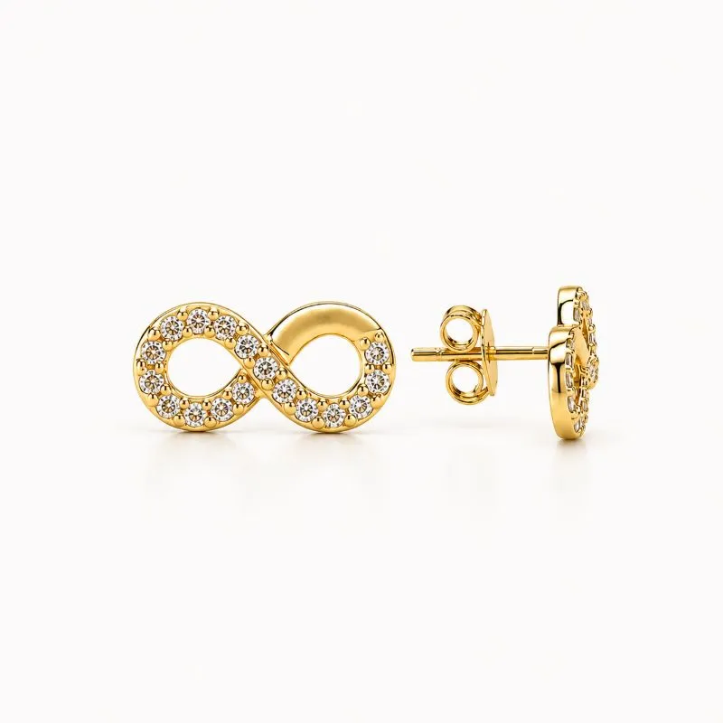 Brinco Infinito com Pedras Vazado Banhado a Ouro 18k com Zircônias