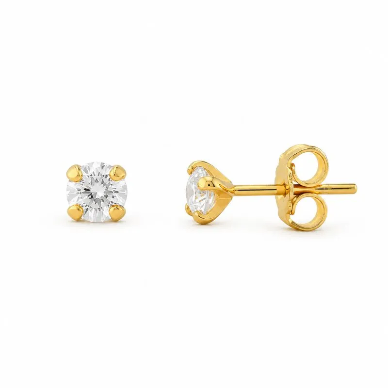 Brinco Ponto de Luz Banhado a Ouro 18K Zircônia - 4mm