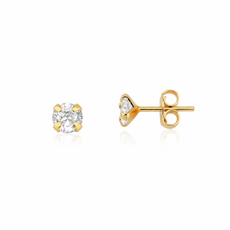 Brinco Ponto de Luz Banhado a Ouro 18K Zircônia - 5mm