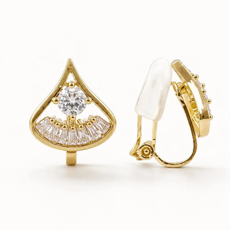 Brinco Pressão Gota Banhado a Ouro 18k com Zircônia - 1,1 cm
