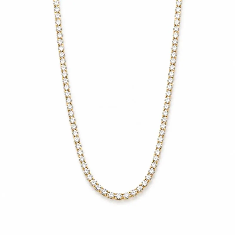 Colar Choker Riviera 2mm Zircônias Banhado a Ouro 18k Fecho Gaveta - 35 cm