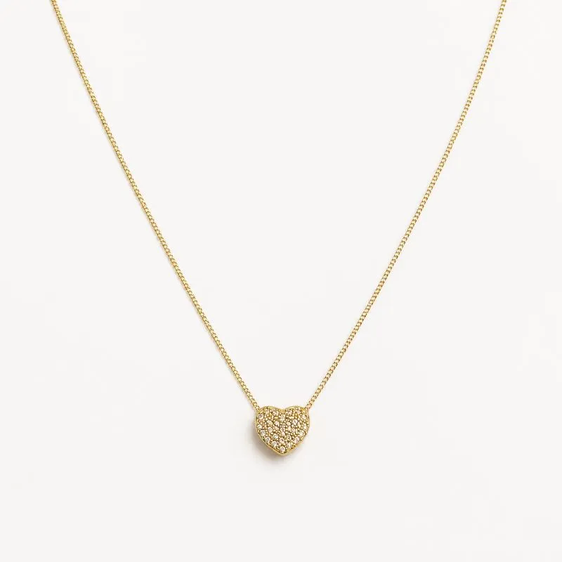 Colar Coração Cravejado Banhado a Ouro 18k com Zircônias - 45cm + 5cm (alongador)