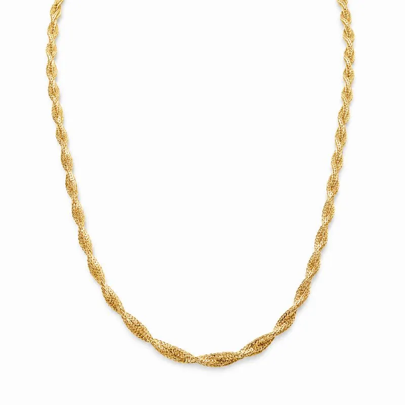 Corrente Colar 2 Fios Entrelaçados Banhado a Ouro 18k - 40 cm + 4 cm (Alongador)