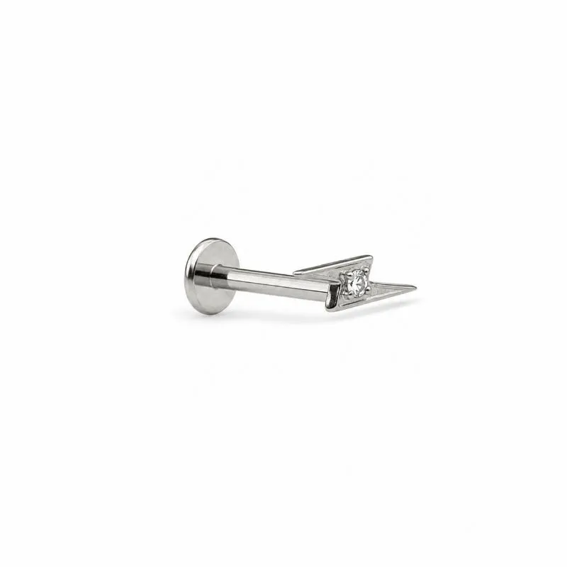 Piercing Flat Raio Prata 925 + Aço Cirúrgico com Zircônia - 8 mm