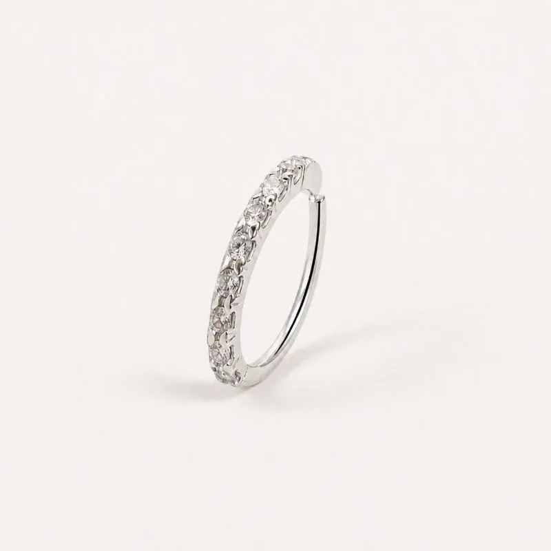 Piercing Nariz Cravejado Prata 925 com Zircônias - 1 cm