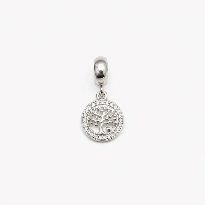 Pingente Berloque Árvore da Vida prata 925 com Zircônias - 1,1 cm