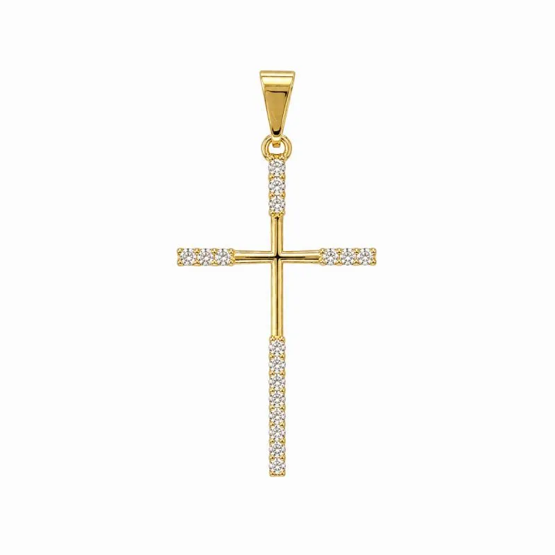 Pingente Cruz Crucifixo Cravejado Banhado a Ouro 18k com Zircônias - 3 cm