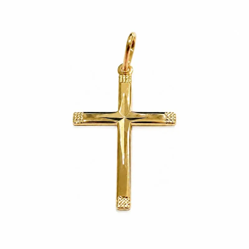 Pingente Cruz Crucifixo Trabalhado Banhado a Ouro 18k - 2,5 cm