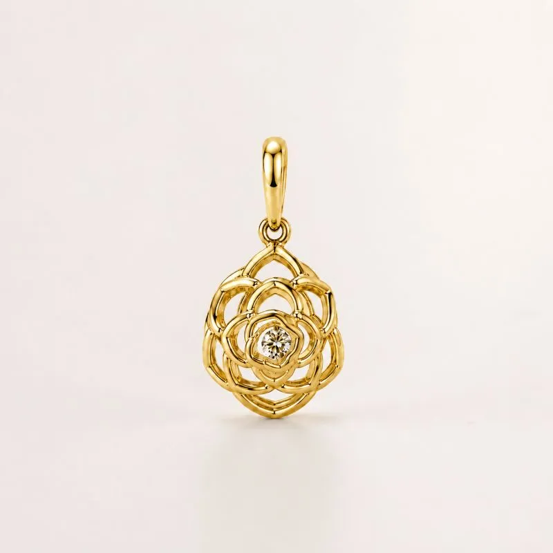 Pingente Flor Vazada com Pedra Banhado a Ouro 18k com Zircônia