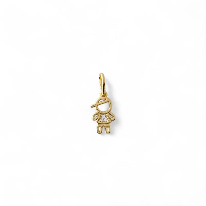 Pingente Menino Banhado a Ouro 18k Zircônia - 1cm