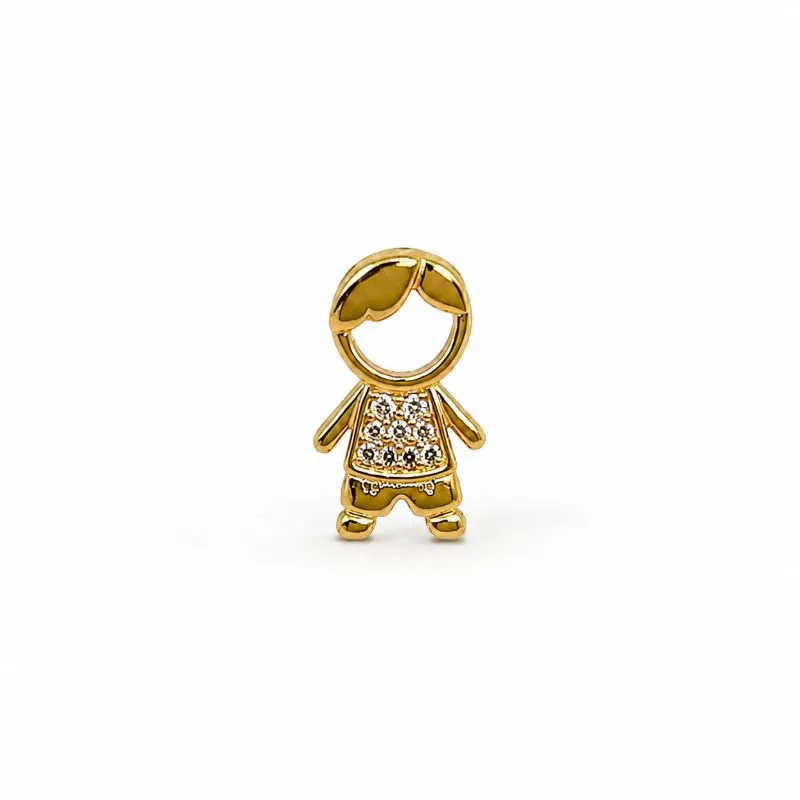 Pingente Menino Roupa Cravejada Banhado a Ouro 18k Passante com Zircônias