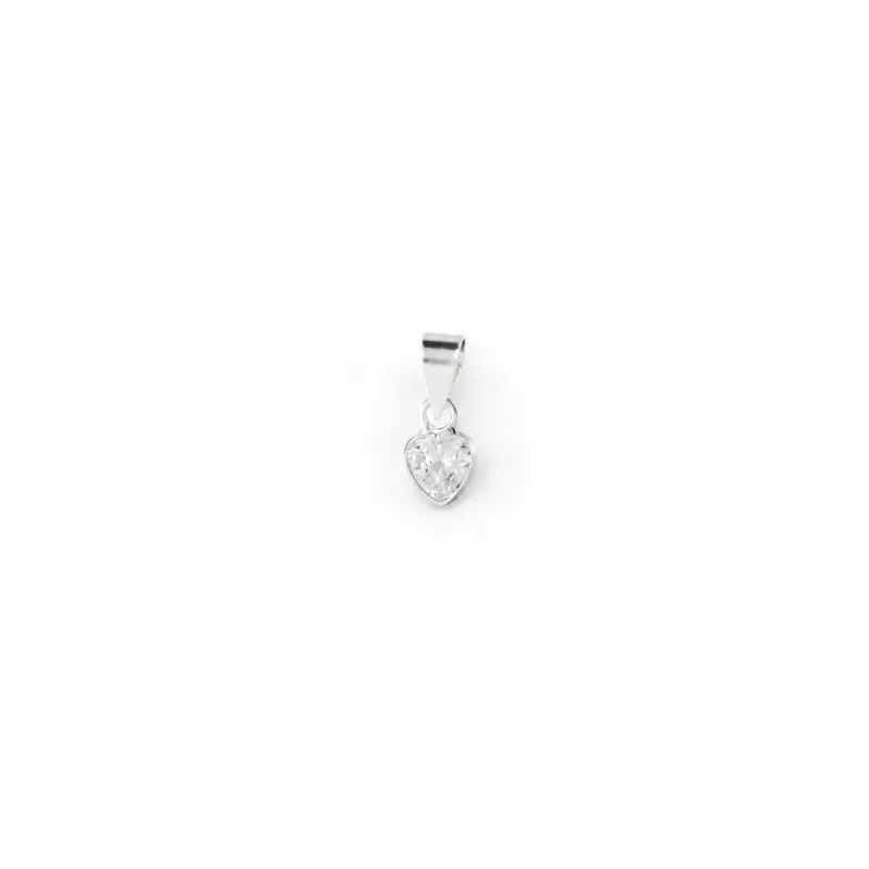 Pingente Ponto de Luz Coração Prata 925 com Zircônia Cristal - 5mm
