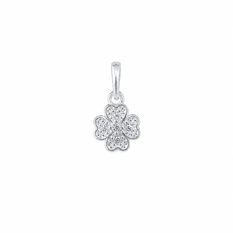 Pingente Trevo 5 Pedras Prata 925 com Zircônias - 8 mm